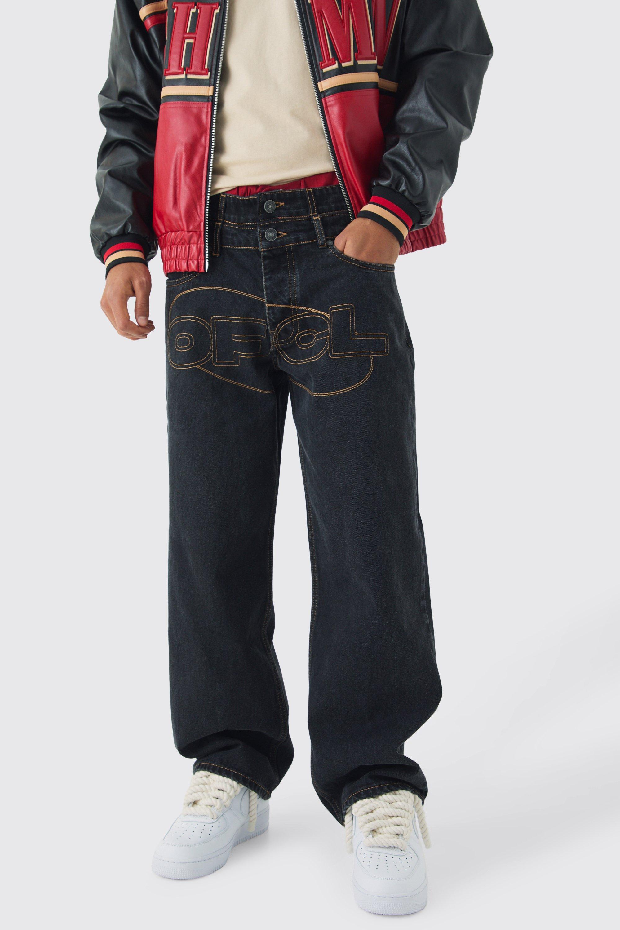 Extreme Baggy Rigid Boxer Double Waistband Jeans | boohooMAN USA